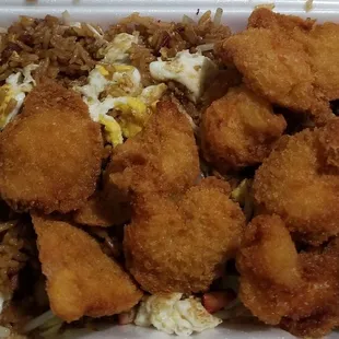 shrimp with pork fried rice &amp; eggs