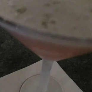 The "Shadytini" a blend of 209 Gin, st. Germaine "Elderflower" Liqueur, Grapefruit &amp; Fresh basil.  Ice flakes courtesy of bartender - Chad.