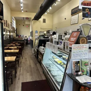 the inside of a deli