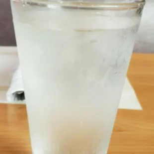 A real glass of ice water.