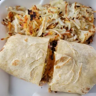 Breakfast burrito with hash browns