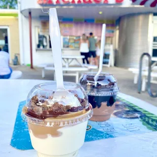 Peanut butter sundae and Death by Chocolate