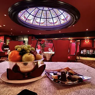 Fruit bowl and chocolate covered goodies