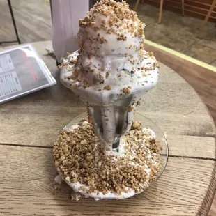 an ice cream sundae on a table