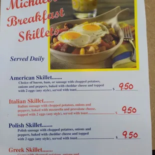 Front page of breakfast skillets.