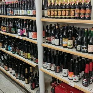 shelves of beer in a store