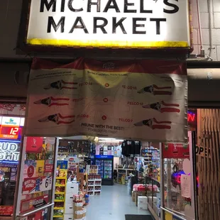the entrance to michael's market