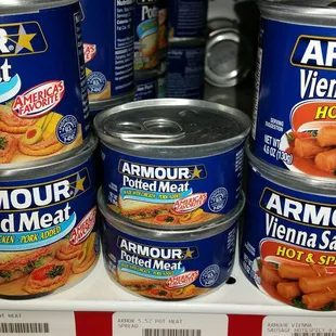 a variety of canned food