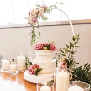 a wedding cake and candles