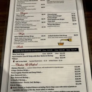 Menu back