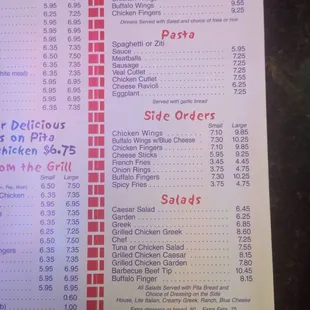 menu