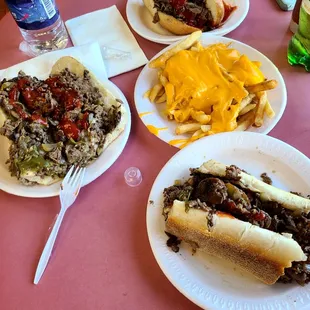 Extra large combo steak sandwich with cheese fries