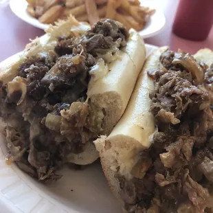 Cheesesteak Wit. Fries in the background. Even better than it looks