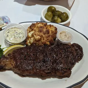 NY strip with crab cake