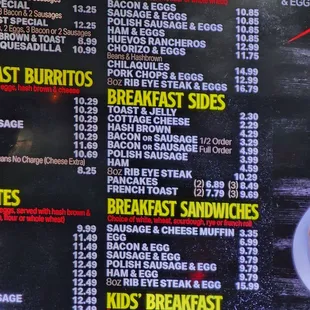 menu