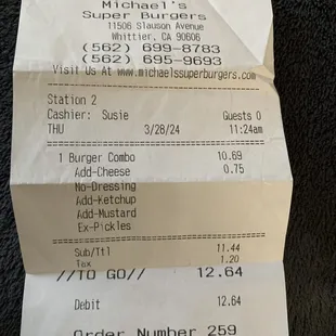 Receipt for order