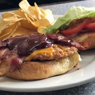 Breaded BBQ bacon cheddar chicken sandwich