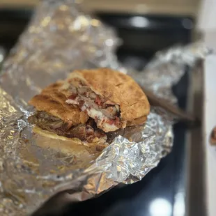 Italian sausage patty sub, with mushrooms.