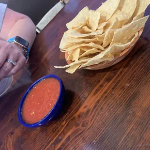 Homemade salsa chips