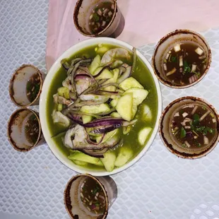 a bowl of soup and bowls of soup