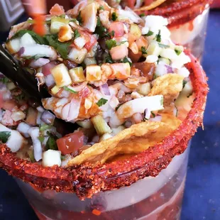 Michelada mix with Ceviche