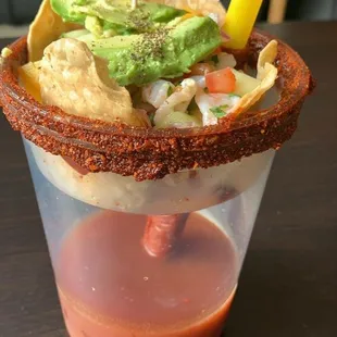 Michelada with ceviche