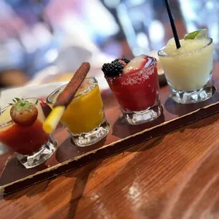 Margarita flight - strawberry , mango , prickly pear , lime. ‍
