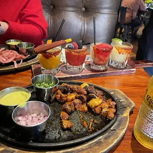 Carnitas tacos and the margarita flight