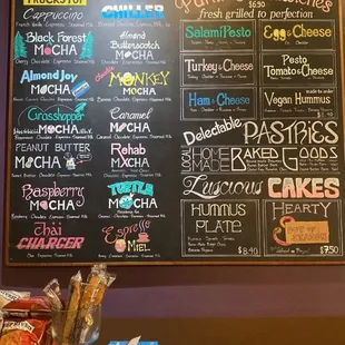 speciality drink and food menu