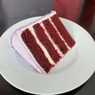 a slice of red velvet cake