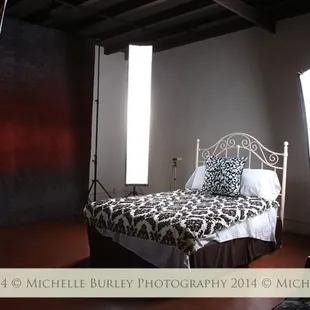 Boudoir set-up with our antique bed.