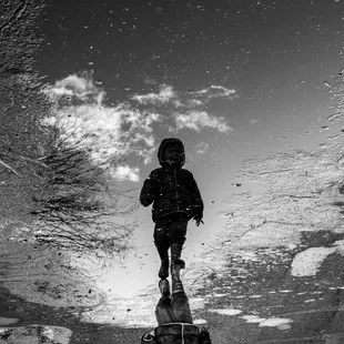 Playing in puddles after a rainy Tucson day.