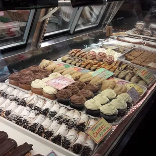 a variety of pastries on display