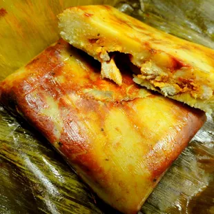 Chicken Tamales in banana leaf