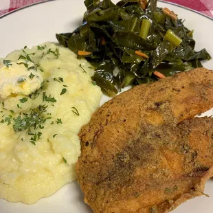 Fish &amp; Grits w/Collard Greens