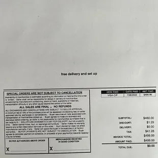 Nowhere on the paper does it say I'm receiving a "store model" or "open boxed" recliner