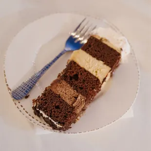 a slice of chocolate cake on a plate
