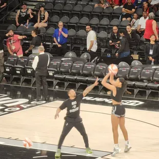 Our MVP, A'ja Wilson, warming up before the first game of the 2024 season