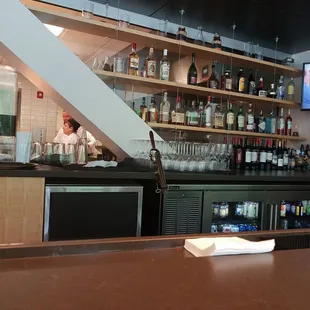 Bar area with the kitchen right behind