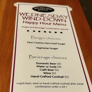 Weekly burger and drink special is $10.