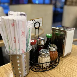 Sauces and chili at every table :)