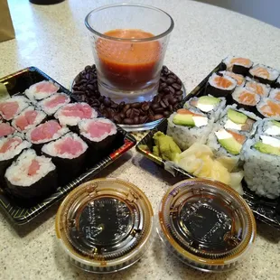 sashimi, sushi, sushi and sashimi, food