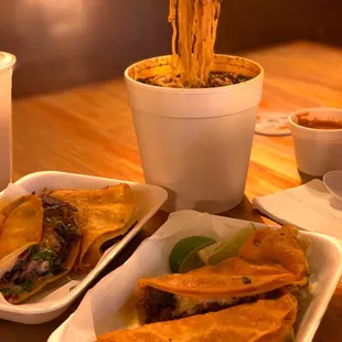 Queso Birria Taco and Birria Ramen