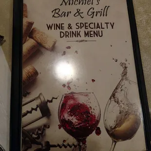 wine and specialty drink menu