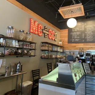 View of the counter and half of the ice cream offerings