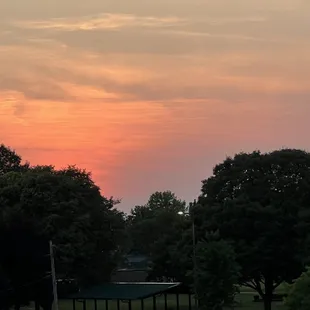 Sun setting behind the stage