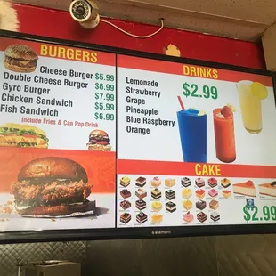 menu, burgers