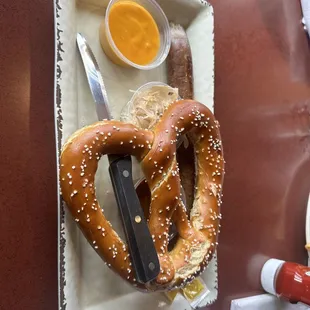 Ale brat and pretzel