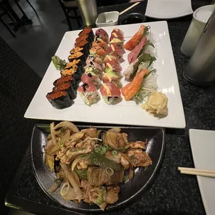 Salmon Roll, Uni, Mermaid Roll, Salmon Sashimi
