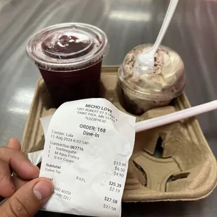 Agua de jamaica and gansito ice cream